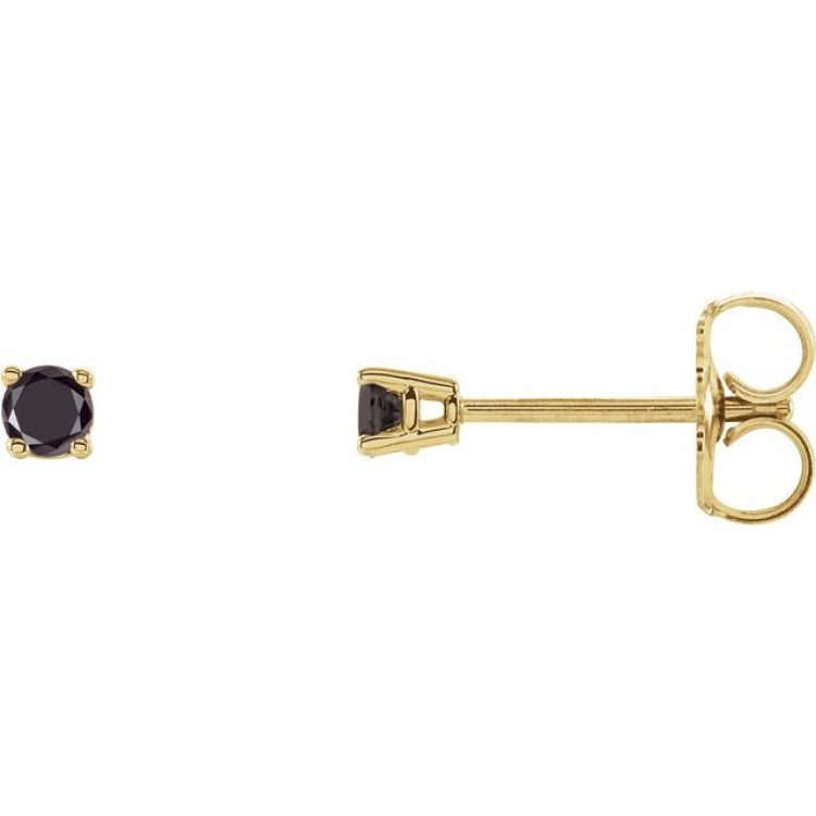 14K Yellow Gold 1/8 CTW Natural Black Diamond Earrings