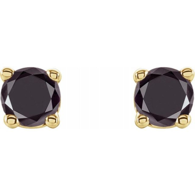 14K Yellow 1/8 CTW Natural Black Diamond Stud Earrings
