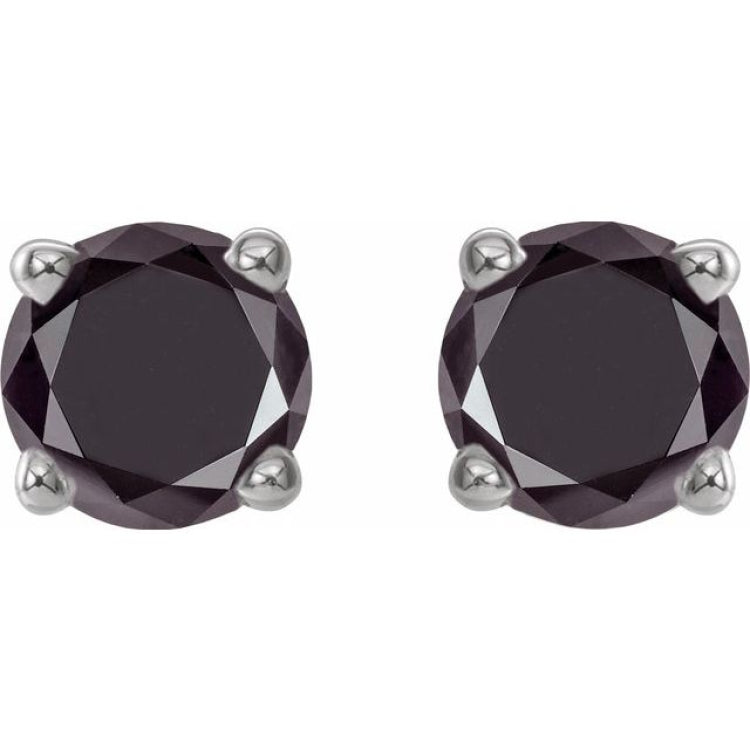 14K White 1/2 CTW Natural Black Diamond Stud Earrings