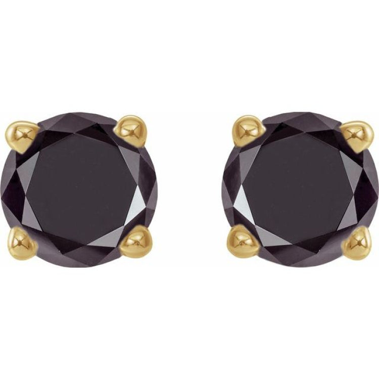 14K Yellow 1/2 CTW Natural Black Diamond Stud Earrings