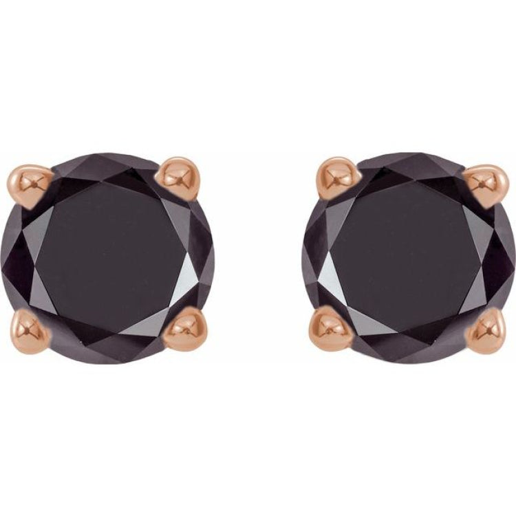 14K Rose 1/2 CTW Natural Black Diamond Stud Earrings