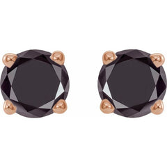 14K Rose 1/2 CTW Natural Black Diamond Stud Earrings