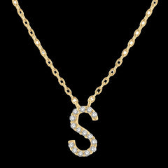 10K 0.06ct Diamond S-Initial Pendant