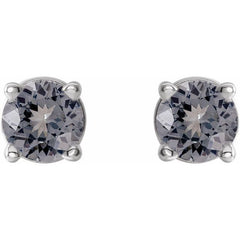 14K White 3 mm Natural Gray Spinel Stud Earrings