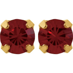 24K Yellow Gold-Plated Stainless Steel Imitation Ruby Inverness® Piercing Stud Earrings