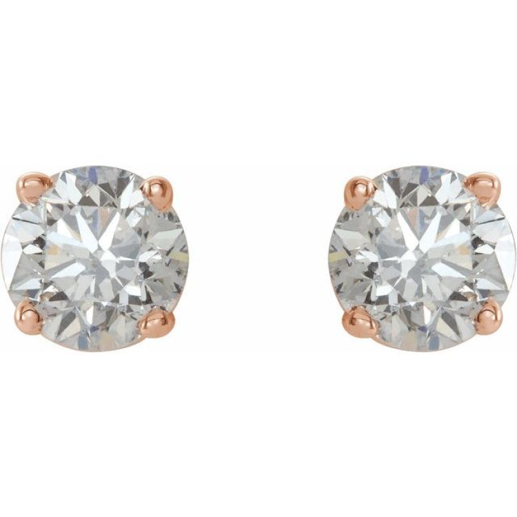 14K Rose 3/4 CTW Natural Diamond Stud Earrings