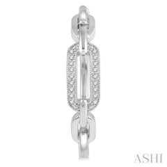 1/10 Ctw Round Cut Diamond Paperclip Hoop Earring in Sterling Silver