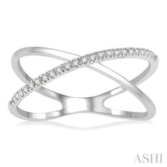1/10 Ctw Wide Split Round Cut Diamond Twist Ring in 10K White Gold