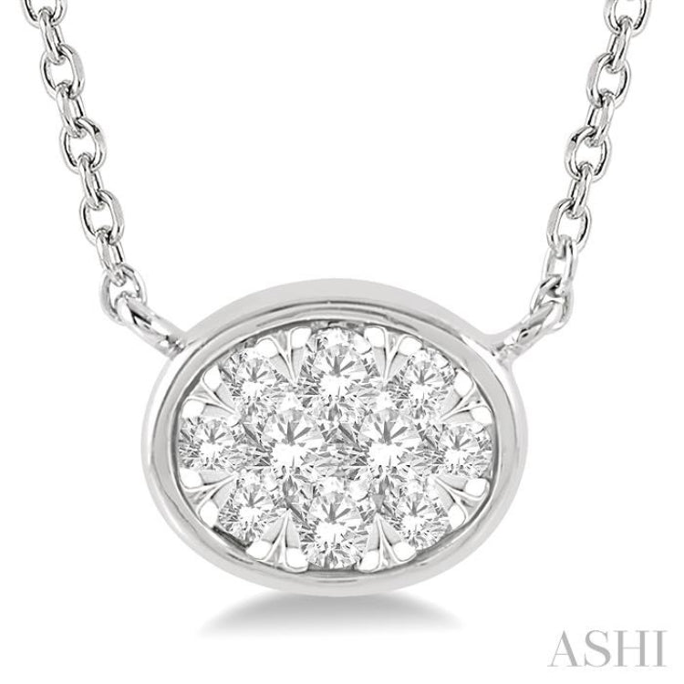 1/6 Ctw Oval Shape Lovebright Diamond Pendant With Chain in 14K White Gold