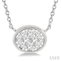 1/6 Ctw Oval Shape Lovebright Diamond Pendant With Chain in 14K White Gold