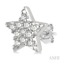 1/10 Ctw Star Round Cut Diamond Petite Fashion Earrings in 10K White Gold