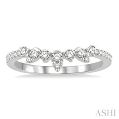 1/4 Ctw Alternating Marquise and Circular Mount Round Cut Diamond Curved Wedding Band in 14K White Gold