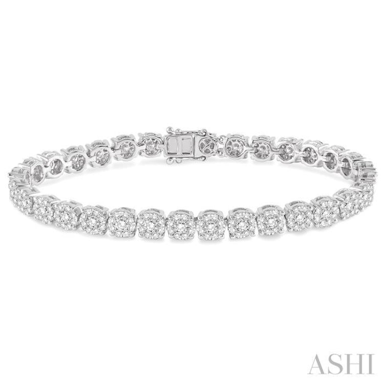 5 ctw Round Cut Diamond Lovebright Tennis Bracelet in 14K White Gold