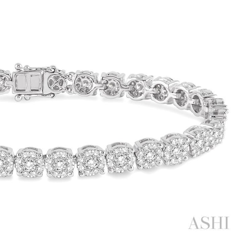 5 ctw Round Cut Diamond Lovebright Tennis Bracelet in 14K White Gold