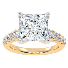 14K 4.36ct G-Color/VS1-Clarity Lab-Diamond/Princess Solitaire-Ring