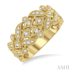 1/2 Ctw Lattice Round Cut Diamond Fashion Band in 14K Yellow Gold