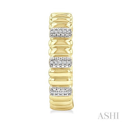 1/10 Ctw Bold Ribbed Round Cut Diamond Pirouette Fashion Hoop Earrings in Yellow Gold Vermeil