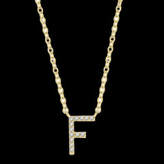10K 0.06ct Diamond Initial-F Necklace