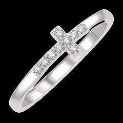 10K 0.04ct Diamond Cross Ring
