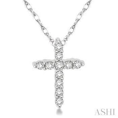 14K 0.05ct Diamond Cross  Necklace