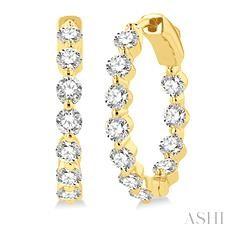 14K 3.00CT Diamond Hoop Earrings