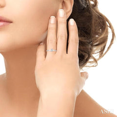 1/6 Ctw Petite Tri-Stone Scatter Princess, Baguette & Round Cut Diamond Fashion Ring in 10K White Gold