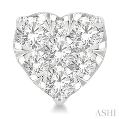 1 Ctw Heart Shape Lovebright Round Cut Diamond Stud Earrings in 14K White Gold