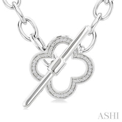 1/10 Ctw Round Cut Diamond Open Window Clover Toggle Fashion Necklace in Sterling Silver