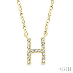 10K 0.05Ct Diamond Initial-H Necklace