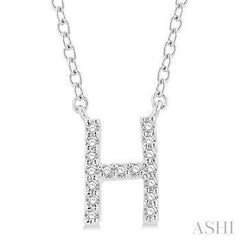 10K 0.05Ct Diamond Initial-H Necklace