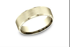 14K-6.5MM Light-Comfort-Fit Dropped-Bevel-Satin-Center Wedding-Band Size-10