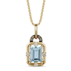 14K 0.07ct-Diamond 1.26ct/AquaMarine Fashion Necklace
