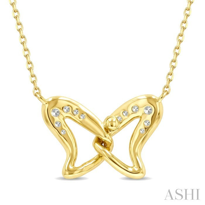 1/10 Ctw Round Cut Diamond Interlock Wings Pendant With Chain in 10K Yellow Gold