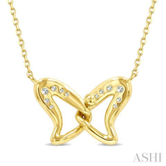 1/10 Ctw Round Cut Diamond Interlock Wings Pendant With Chain in 10K Yellow Gold
