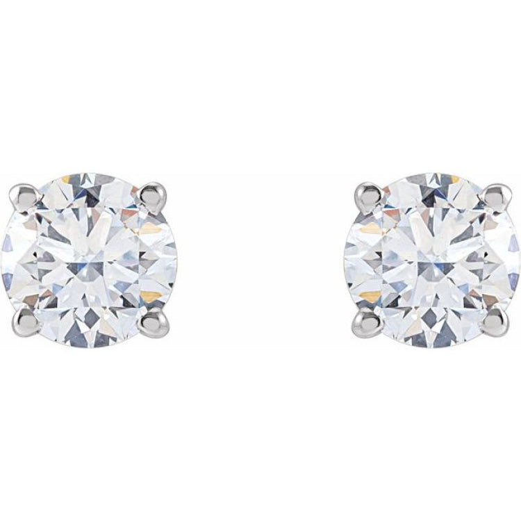 14K White 5mm :: 1 CTW Lab-Grown Diamond Stud Earrings