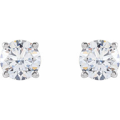 14K White 5mm :: 1 CTW Lab-Grown Diamond Stud Earrings