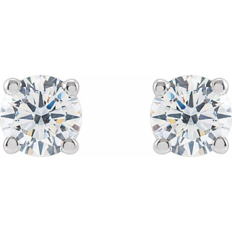 14K White 4mm :: 1/2 CTW Lab-Grown Diamond Stud Earrings