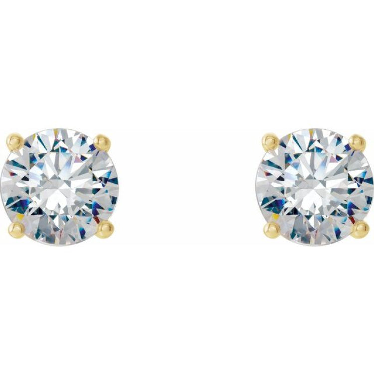 14K Yellow 1 CTW Lab-Grown Diamond 4-Prong Stud Earrings