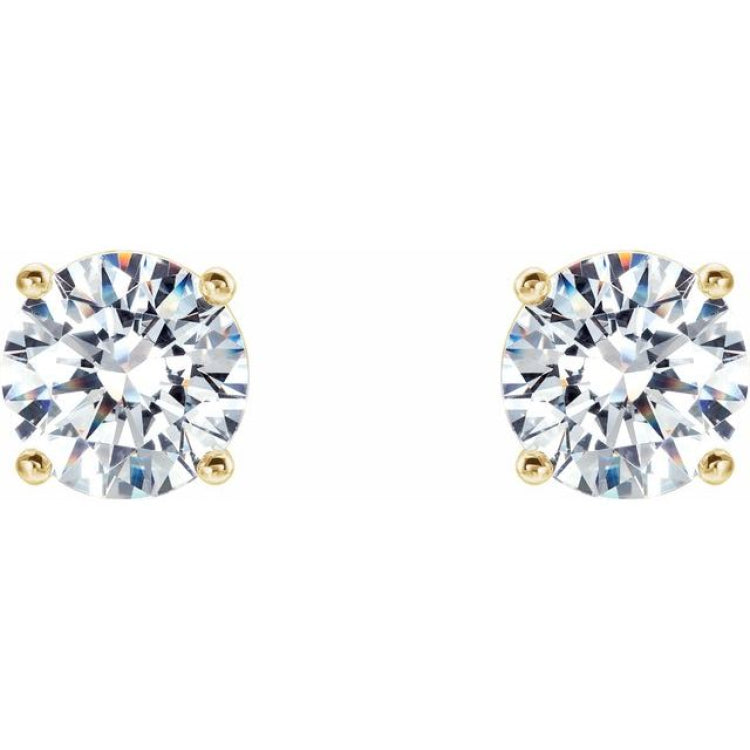 14K Yellow 1 CTW Lab-Grown Diamond 4-Prong Stud Earrings