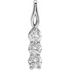 14K White 1/4 CTW Lab-Grown Diamond Three-Stone Pendant