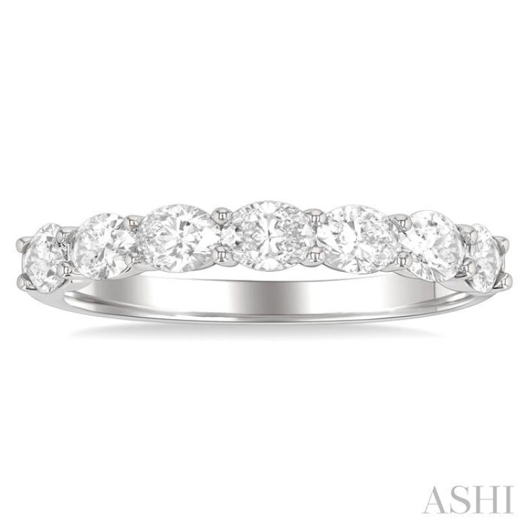 1 Ctw East-West Oval Cut Diamond Fashion Band in 14K White Gold