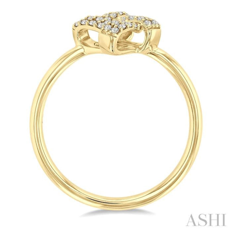 1/10 Ctw Petite Interwoven Round Cut Diamond Fashion Ring in 10K Yellow Gold