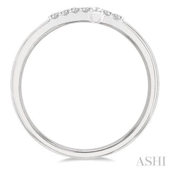 1/10 Ctw Petite Reclining Cross Round Cut Diamond Stackable Fashion Ring in 10K White Gold