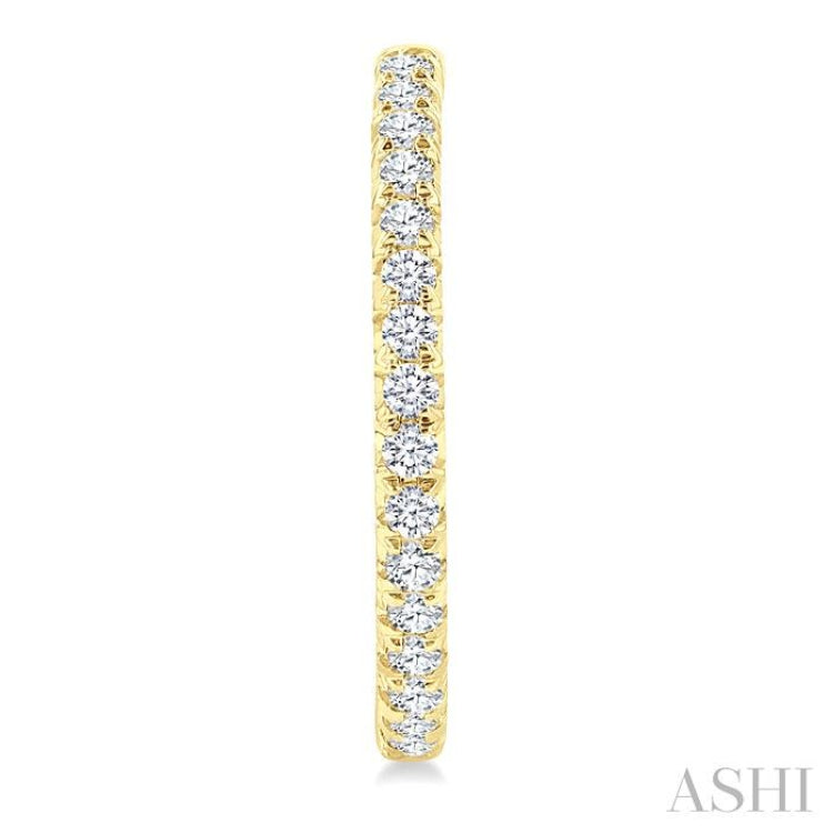 1/2 Ctw French Pave Set Round Cut Diamond Fashion Half Hoop Earrings in 14K Yellow Gold