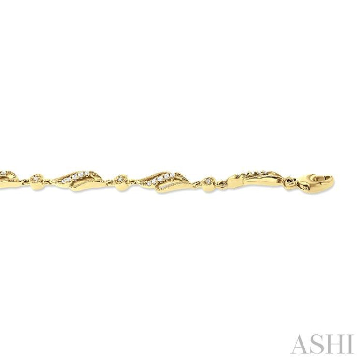 1/4 Ctw Art Deco Lattice Kite Round Cut Diamond Fashion Tennis Bracelet in 10K Yellow Gold
