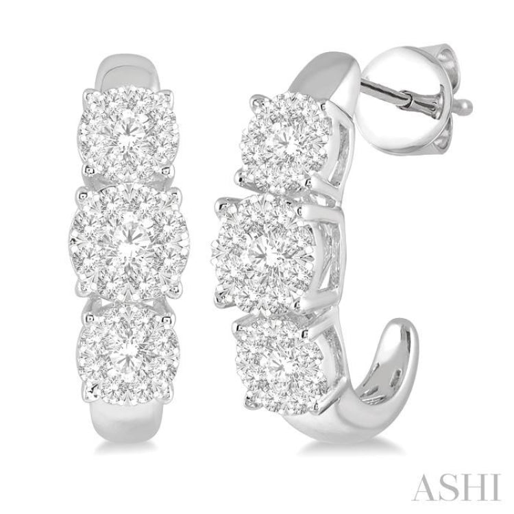 1 ctw Lovebright Round Cut Diamond Earrings in 14K White Gold