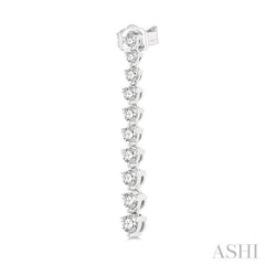 1/2 Ctw Round Cut Diamond Riviera Drop Earrings in 14K White Gold