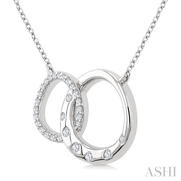 1/6 Ctw Round Cut Diamond Interlocked Circles Mosaic Fashion Pendant With Chain in 10K White Gold