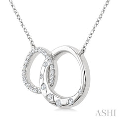 1/6 Ctw Round Cut Diamond Interlocked Circles Mosaic Fashion Pendant With Chain in 10K White Gold