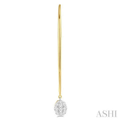 1/2 Ctw Oval Shape Dangler Lovebright Round Cut Diamond Earrings in 14K Yellow and White Gold